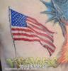 American red white blue on chest flagpole